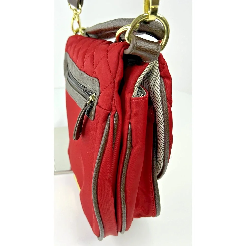 Steve Madden‎ Purse Quilted Flap Crossbody/Saddle Bag-Red Medium Nylon Travel